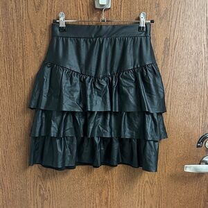 Chic Black Tiered A-Line Skirt